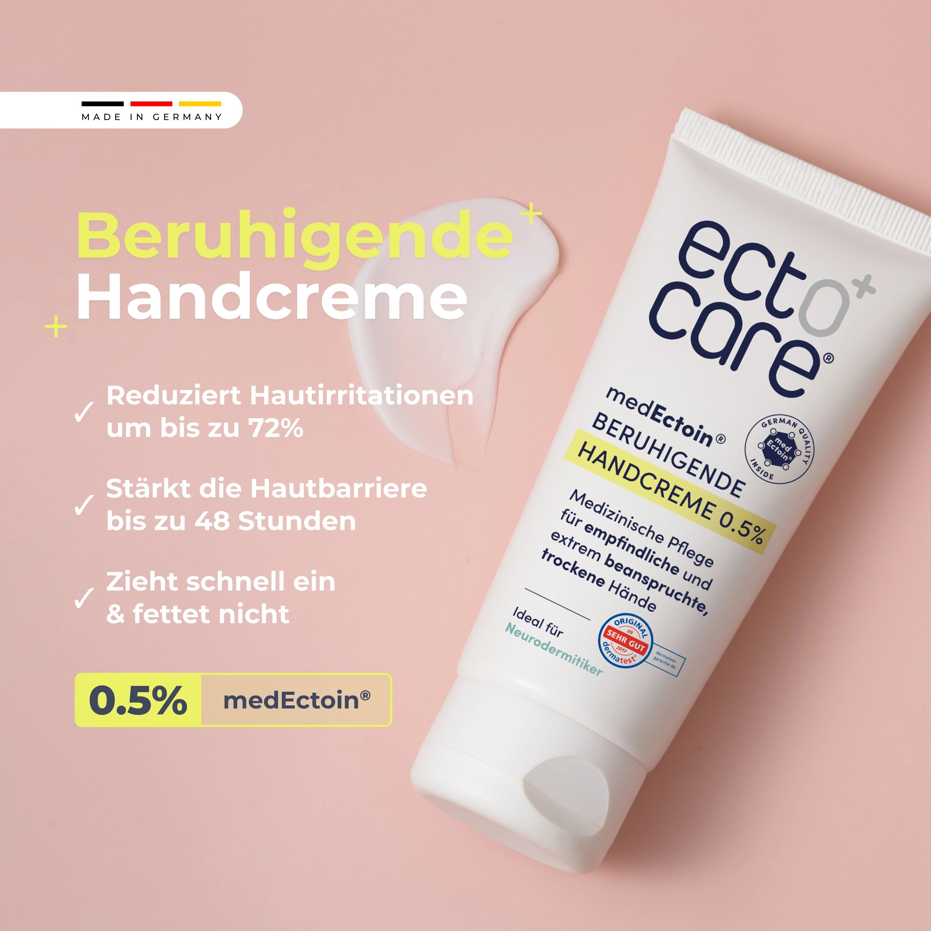 Beruhigende Handcreme mit 0,5% medEctoin