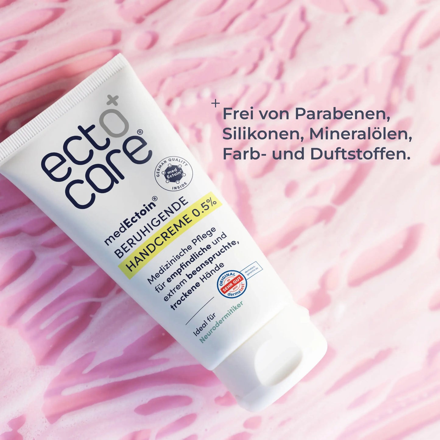 
                  
                    Tube ecto care medEctoin beruhigende Handcreme 0,5 Prozent für empfindliche und trockene Hände, frei von Parabenen, Silikonen, Mineralölen, Farb- und Duftstoffen
                  
                